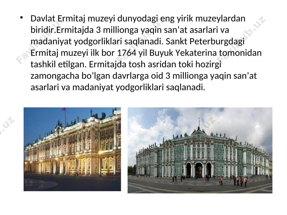 jamoasiga “fan ramzi”medali berildi. tretyakov galereyasi nafaqat rossiya muzeylari balki butun dunyoga mashhur muzeylardan biri bo’lib bu muzeyda 10 mingdan ortiq rus rangtasviri, grafiklar haykaltaroshlik asarlari saqlanib kelinmoqda. aka-uka tretyakovlar pavel mixaylovich va sergey mixaylovich juda katta savdogar bo’lib kostromeda tikuv fabrikalari bo’lgan va bumuzeyga 100 yil avval asos solingan bolalik yillari pavel va sergeyning ilm san’atga qiziqishlari ortib borgan. turli xildagi rasmlarni kolleksiya qilish o’sha davr uchun tasodifiy hol bo’lib ular tomonidan ishlatilgan asarlar keng ommaga mashhur edi. o’sha davrning o’zida kolleksiya asarlar soni 2000 ming donadan ortiq edi. 2017-yilda moskvaning vdnx bog‘ida asalari muzeyi va asalarichilik paviloni ochiladi. bu haqda moskva tabiatdan foydalanish va atrof muhitni himoya qilish departamenti rahbari anton kulbachyovskiy ma’lum qildi, deb xabar beradi “tass”. bundan tashqari, uning ma’lum qilishicha, keyingi yili sapsanlar populyatsiyasini qayta tiklash va ularni tabiatga qo‘yib yuborish ishlari davom ettiriladi. kulbachyovskiy 2017-yilda “o‘rmon muzeyi” ekomarkazining hamda “moskva ekologi” kemasi negizida “moskva-reka …
