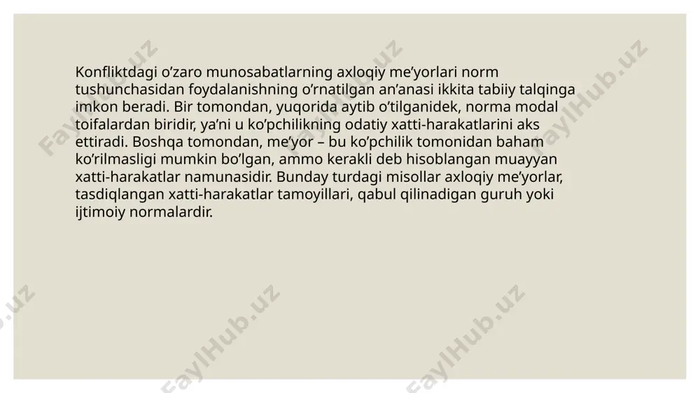 ib, u konfliktlarning bunday turlarini “kurash” deb ajratadi. ”, “o‘yinlar” va “munozaralar” (rapoport, 1974). u bu turdagi konfliktlarni ularning har xil xususiyatlaridan kelib chiqib, turli yondashuvlar va turli tushuntirish kalitlaridan foydalangan holda tasvirlashga harakat qiladi. shunday qilib, muallifning fikriga ko’ra, “jang” tajovuzning psixologik tushunchalari, o’yin nazariyasi va boshqa matematik modellarga asoslangan “o’yinlar” yordamida yaxshiroq tasvirlangan, “munozaralar” pavlov, freyd va boshqalar nazariyalari yordamida o’rganilishi kerak. k. fink, rapoportning tipologiyasiga ko’ra, “bu hodisa sifatida konfliktning empirik sinflari emas, balki ziddiyatli vaziyatlarning tuzilishi va dinamikasi haqidagi uch xil umumiy taxminlarni ifodalovchi ideal tiplar” hisoblanadi. ko’pincha, ushbu turdagi adabiyotlar uchun tushunarli bo’lgan “turlarga” qiziqqan odamlar o’rtasidagi muloqotning amaliy muammolari bo’yicha mashhur adabiyotlarda ziddiyatli vaziyatlarning turli “shakllari” ning tavsiflarini topish mumkin. shunday qilib, e. melibruda odamlar o’rtasidagi to’qnashuvlarning turli shakllari haqida gapiradi. ko’pincha bu to’qnashuvlar raqiblar o’rtasidagi kurash shaklida namoyon bo’ladi; “to’qnashuvlarning boshqa shakllari ko’proq boks yoki qilichbozlik o’yinlariga o’xshaydi – sheriklar intiladigan asosiy narsa …