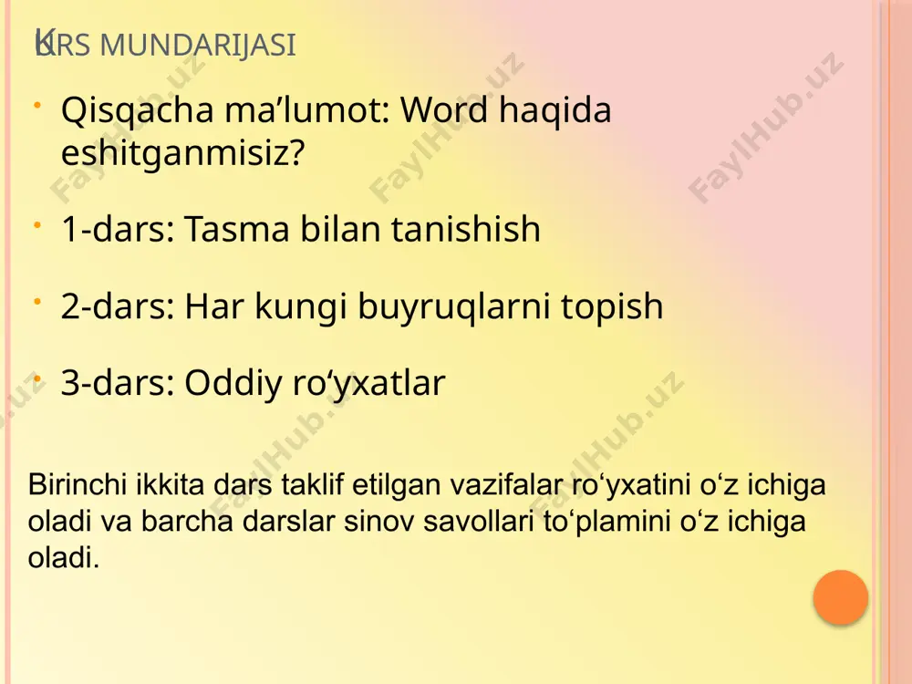bir ilova mos keluvchi elementlarni birga ko‘rsatadigan bir necha guruhlarga ega. buyruqlar: buyruq – tugma, menyu yoki ma’lumot kiritishingiz mumkin bo‘lgan oyna. uy shrift satr boshi 8 ilovadagi har bir narsa foydalanuvchi harakatlariga muvofiq sinchkovlik bilan tanlangan. masalan, uy ilovasi eng ko‘p foydalaniladigan barcha narsalarni o‘z ichiga olgan, bularga misol qilib matn shriftini o‘zgartirishga mo‘ljallangan shrift guruhidagi shrift, shrift o‘lchami, quyuq, kursiv va boshqa buyruqlarni olish mumkin. guruhlardagi dialog oynasini ochuvchilar ba’zi guruhlar dialog oynasini ochuvchi deb ataladigan quyi-o‘ngga qaratilgan kichkina diagonal milga ega. shu guruhga tegishli ko‘proq parametrlarni ko‘rish uchun uni cherting. ular wordning avvalgi versiyalaridan sizga tanish bo‘lgan ko‘rinishdagi dialog oynasi yoki vazifalar panelida paydo bo‘ladi. uy shrift shrift shrift belgilararo oraliq 9 avvalgi versiyalar hadida gapira turib, bu versiya ham wordning avvalgi versiyalaridagi ko‘rinishni va hissiyotni beradimi yoki yo‘qmi degan savol sizni qiziqtirayotgan bo‘lishi mumkin. savolga javob oddiy – yo‘q. shunga qaramay, siz tasma bilan bir oz …