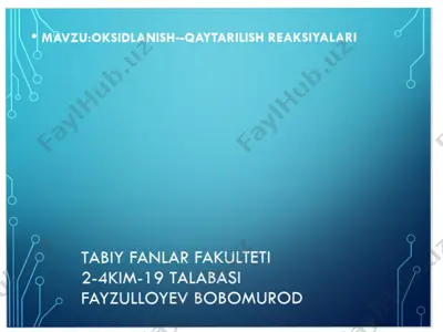 dars rejasi ishlanmasi — PPTX