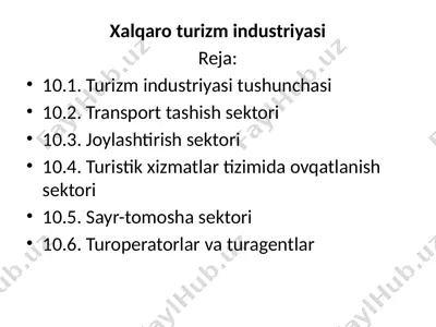 xalqaro turizm industriyasi — PPTX