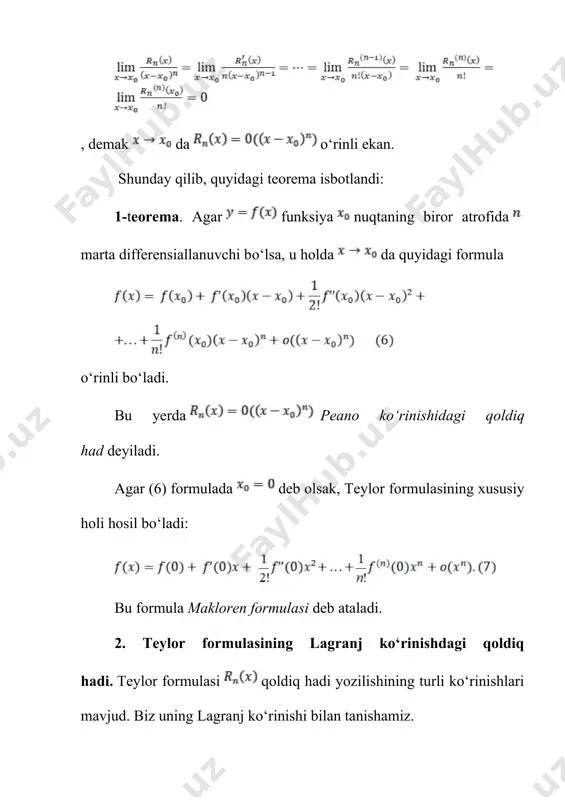 teylor formulasining taqribiy hisoblashga tatbiqlari - Page 5