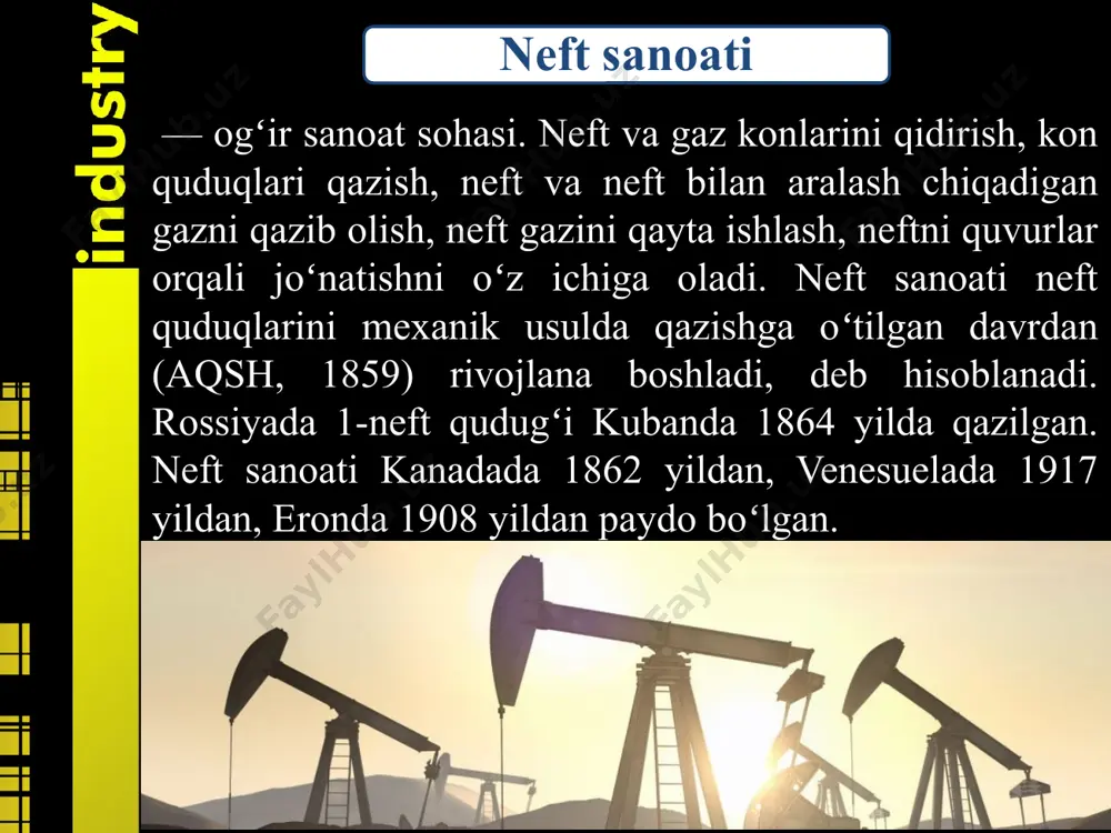armoqlari tizimlarini takomillashtirish, sotilayotgan gazni qat’iy hisobga olish hisobiga tabiiy gazni to‘liq hajmda eksport qilish, shuningdek, gaz yo‘qotilishini kamaytirish choralarini ko‘rish; “o‘zneftmahsulot” aj — uglevodorod xomashyosini qayta ishlash parametrlarini ta’minlash, neft mahsulotlarini ishlab chiqarish, shuningdek, respublika neftni qayta ishlash zavodlarining ishlab chiqarish quvvatlarini ish bilan to‘liq ta’minlash uchun import xomashyosi yetkazib berilishi uchun shaxsiy mas’uliyat yuklansin. dasturni bosqichma-bosqich amalga oshirishni nazarda tutgan holda 2017-2018-yillarda birinchi bosqich ishlarini bajarish hamda 2019 — 2021-yillarda tegishli tanlov savdolarini o‘tkazish natijalari bo‘yicha 2018-yilda ishlarni amalga oshirishning ikkinchi bosqich biznes-loyihasi asosiy ko‘rsatkichlarini ishlab chiqish va tasdiqlash 2017 — 2021-yillarda uglevodorod xomashyosi qazib olishni ko‘paytirish 2019 — 2021-yillar ikkinchi bosqich biznes-rejalarini kelishib oladi va keyinchalik tasdiqlash 2021-2030 2019-2021 2017-2019 2017 — 2021-yillarda uglevodorod xomashyosi qazib olishni ko‘paytirish dasturini amalga oshirish bo‘yicha birinchi bosqich biznes-rejasining asosiy ko‘rsatkichlari t/r ko‘rsatkich nomi o‘lchov birligi jami shu jumladan “o‘zbekneftgaz” ajning o‘z mablag‘lari xorijiy kreditlar 1. loyihaning cheklangan qiymati ekv. mln. …