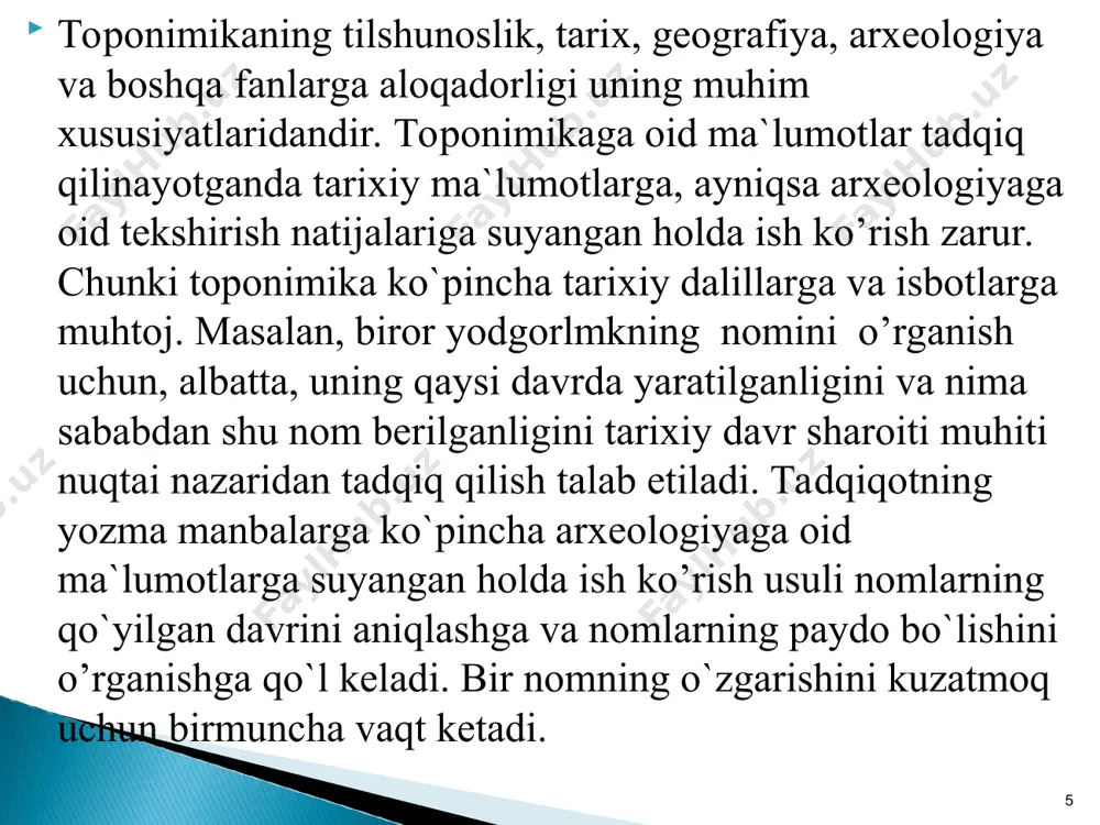 qazilgan. ammo solor, kaykovus nomlari haliga qadar ma`lum emasligi, afrosiyob, zolariq nomlari ham keyingi asrlarda «shohnoma» kitobi ta`siri ostida maydonga kelgan bo`lsa kerak, degan fikrni aytadi. * toshkent vohasini suv bilan ta`minlaydigan va chirchiq daryosidan bosh oluvchi ikkita kanal — o`ng qirg`oq qorasuv va chap qirg`oq qorasuv kanallari. bu so`z fors-tojik tilida siob yoki siyohob ham deyiladi. bu nom bilan yuritiluvchi otlar respublikamizda juda ko`p uchraydi. samarqand viloyatida bunday ariqlarni siob deb yuritishadi. siob so`zini xdm ba`zi olimlar o`zlaricha har xil tahlil qiladilar. afrosiyob jarliklaridan oqib o`tadigan qorasuv - siobning nomini si — ob, ya`ni «o`ttiz suv» ham deyishadi. v. l. vyatkin so`zi bilan aytganda, oqsuv atamasi tog` daryolariga taalluqli bo`lib, qorasuv esa fors-tojikcha siob yoki siyohobqora suv degan ma`nolarni anglatadi. * * toponimika nima? toponimikaning vazifasi qanday? toponimikaning boshqa fanlar bilan bog’liqligi haqida nima deya olasiz? toponimika qanday prinsiplarga asoslanadi? qora, qizil, o’rta va boshqa dengizlarning nomi qay tarzda …