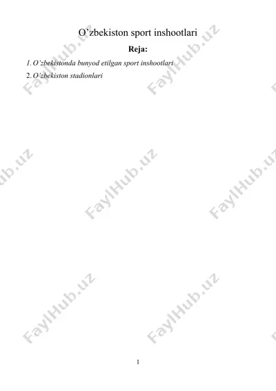 o’zbekiston sport inshootlari — DOCX