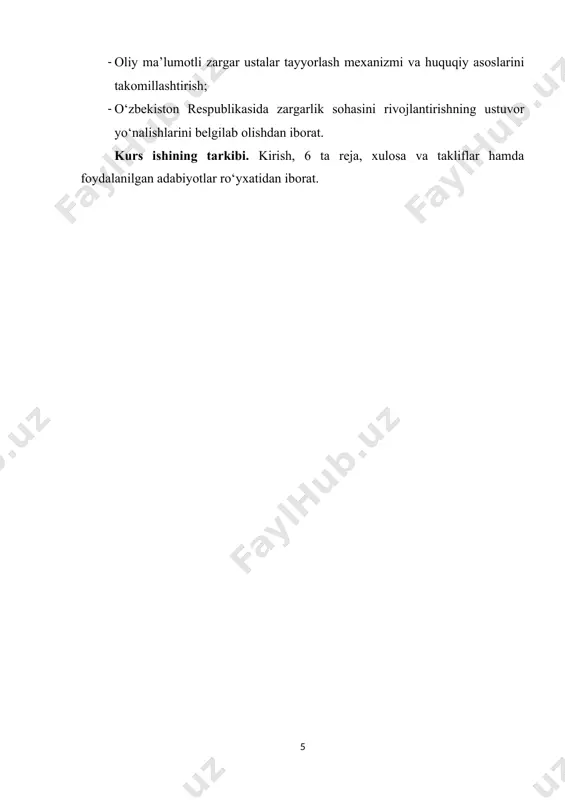 a tashrif buyurib korxona faoliyati bilan tanishdi. qiymati qariyb 21 million dollar bo‘lgan mazkur loyiha doirasida yiliga 6 tonna zargarlik buyumlari ishlab chiqarish quvvati tashkil etilgan. italiya, germaniya va turkiyadan zamonaviy asbob-uskunalar keltirib o‘rnatilgan. ishga 400 dan ortiq mohir zargar jalb qilingan. italiyalik dizayner va texnik xodimlar ularga o‘z mahorat va tajribalarini o‘rgatmoqda. zargarlik korxonalarimizdan biri sobiq «fonon» ilmiy-ishlab chiqarish korxonasi negizida ochilgan ushbu shirkat mahsulotlari zamonaviyligi, sifati va nafisligi bilan ajralib turadi. bugungi kunda ularning xaridori ko‘payib, import o‘rnini bosmoqda. shuningdek, zavod binosida savdo do‘koni tashkil etilgan. mahsulotlarning 15 foizini rossiya, qozog‘iston, tojikiston, qirg‘iziston, afg‘oniston va boshqa davlatlarga eksport qilish rejalashtirilgan. “- zargarlik xalqimizda azaldan bo‘lgan, bugun ham bor” - dedi[footnoteref:4] shavkat mirziyoyev. “- bizning maqsadimiz - yoshlarni zamonaviy texnologiyalar va dizaynga o‘rgatib, kamida 10 ming nafar yigit-qizni ish bilan ta’minlash, o‘zbekiston milliy brendini jahon bozoriga chiqarish. yurtimizda xomashyo, qo‘li gul hunarmandlar bor. bu soha milliy an’analarni tiklash, o‘zligimizni …