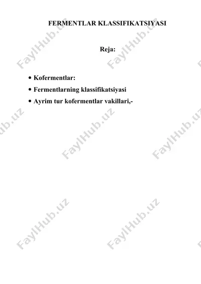 fermentlar klassifikatsiyasi — DOCX