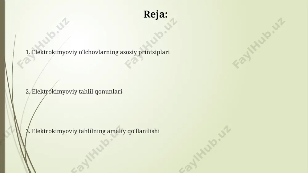 osiyo mamlakatlaridagi suv havzalari sifatini monitoring qilishda qo'llaniladi va 10-6 m konsentrasiyadagi ionlarni aniqlay oladi. elektrokimyoviy sensorlarning javob vaqti turli xil omillarga bog'liq bo'lib, masalan, evropada ishlab chiqarilgan amperometrik sensorlarning javob vaqti 1-5 sekund oralig'ida o'zgarib turadi va analit konsentrasiyasiga bog'liq. diffuziya va migratsiya elektroximiyaviy analizda diffuziya jarayoni, masalan, 25°c haroratda suvli eritmalarda ionlarning 10⁻⁹ m²/s tartibidagi diffuziya koeffitsiyentlari bilan tavsiflanadi va bu jarayon nernst-eynshteyn tenglamasi orqali hisoblanadi. migratsiya esa, tashqi elektr maydonining ta'siri ostida ionlarning harakatini ifodalaydi va uning tezligi ionning harakatchanligi (masalan, na⁺ ioni uchun 5.2 × 10⁻⁸ m²/(v·s) ga yaqin) va elektr maydon kuchiga bog'liq bo'ladi. bu jarayonlarning natijasi gambax shahrida o'tkazilgan tajribalar bilan tasdiqlangan. diffuziya va migratsiya jarayonlarining nisbiy hissasi eritmaning ion kuchiga bog'liq; yuqori ion kuchli eritmalarda, masalan, 1 mol/l nacl eritmasida, diffuziya migratsiyaga qaraganda ancha ustun bo'ladi, bu esa faraday qonunlarini qo'llashda muhim hisoblanadi. polarografiya asoslari катод сифатида томчилаб тушадиган симоб электроди ишлатилиши полярографиянинг …