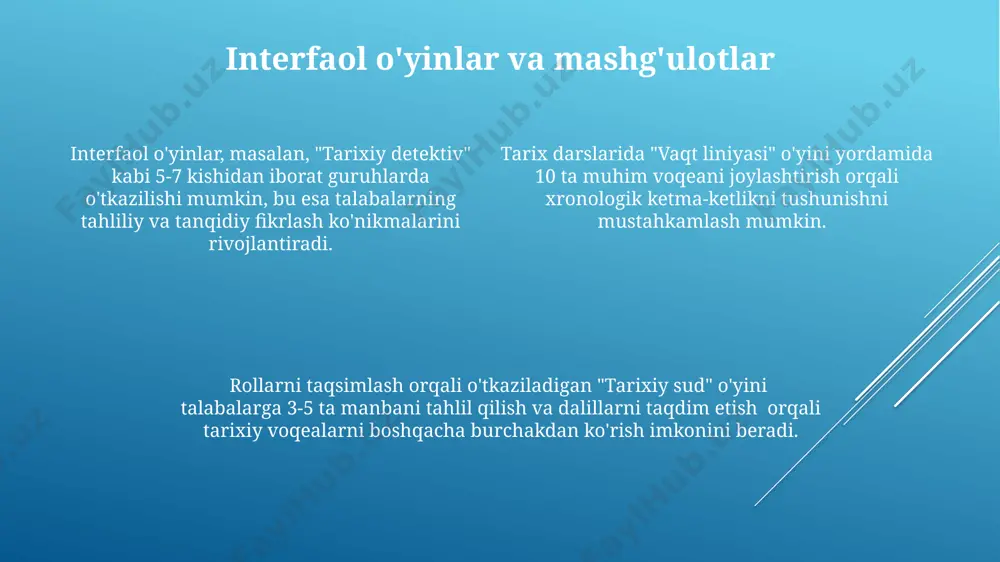 tarix talimining amaliy usullari va tarix darsning turlari - Page 4