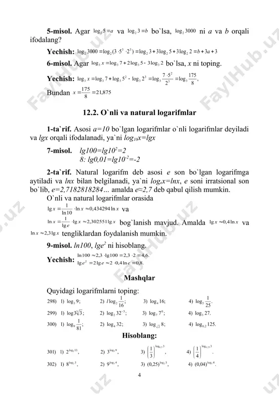 = - = - - + + y x xy y x y x y x y x y x y x y x y x ). 5 , 12 ( ) 8 ); 4 , 3 ( ) 6 ); 1 , 2 ( ) 4 ; 3 8 : 6 7 ) 2 ÷ ø ö ç è æ ). 7 , 2 ( ) 4 ); 3 , 3 ( ), 1 , 5 ( ) 2 . 323 . 2 , 3 4 ) 4 ); 3 ; 5 , 0 ( ) 2 - ÷ ø ö ç è æ - î í ì = + - = - 0 1 2 1 log log 2 3 3 x y y x y x y x y x 3 , 3 , 1 log 3 = = = 1 , 2 1 2 1 = …