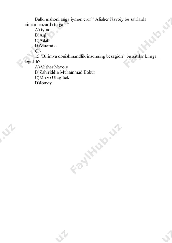 alisher navoiy haqida test savollar - Page 3