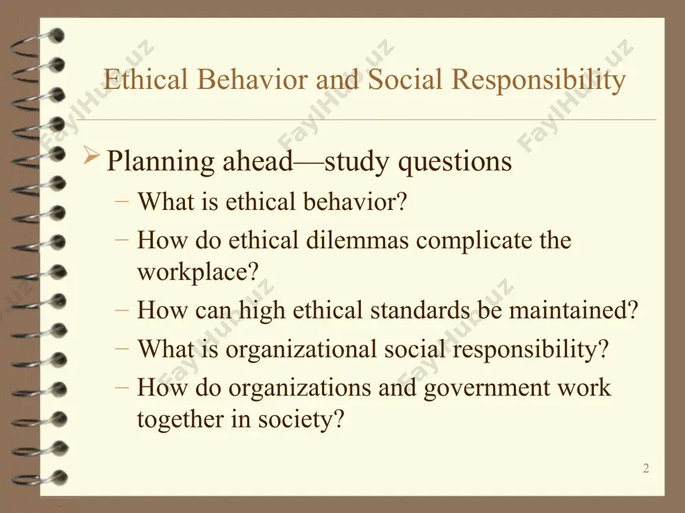 3. uphold the freedom of association and the effective recognition of the right to collective bargaining. 4. uphold the elimination of all forms of forced and compulsory labour. 5. uphold the effective abolition of child labor. 6. eliminate discrimination in respect of employment and occupation. environment 7. support a precautionary approach to environmental challenges. 8. undertake initiatives to promote greater environmental responsibility. 9. encourage the development and diffusion of environmentally friendly technologies. * ethics code of moral principles. set standards of good and bad and right and wrong. ethical behavior what is accepted as good and right in the context of the governing moral code. what is ethical behavior? * * law, values, and ethical behavior: ethical behavior should also be legal in a just and fair society. legal behavior is not necessarily ethical behavior. personal values help determine individual ethical behavior. what is ethical behavior? * * cultural issues …