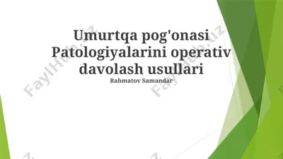 umurtqa pog'onasi patologiyalarini operativ davolash usullari — PPTX