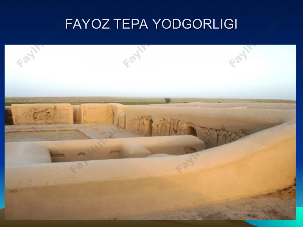 я подшоҳлари тангалари юнон-бактрия подшоҳлари тангалари image1.jpeg image2.jpeg image3.jpeg image4.jpeg image5.jpeg /docprops/thumbnail.jpeg буюк ипак йўли буюк ипак йўли image1.jpeg /docprops/thumbnail.jpeg тохаристон маданияти тохаристон маданияти image1.jpeg image2.jpeg image3.jpeg image4.jpeg image5.jpeg image6.jpeg /docprops/thumbnail.jpeg кушон подшоҳлари сулоласи кушон подшоҳлари сулоласи куджула кадфиз (кадфиз i) – 20 – 80 йй. вима кадфиз - 80 – 103 йй. канишка – 103-125 йй. хувишка – 125-131 йй. васишка – 131-162 йй. васудэва – 166 – 200 йй., охирги буюк император image1.jpeg image2.jpeg image3.jpeg image4.jpeg image5.jpeg ўрта осиё қадимги давлатларнинг тузилиши ва функциялари ижтимоий илк давлатчиликнинг ривожланишим.ав. 1х-viiiарларда бошланганбу илк темир даврига оид давлат тузилиши функциялари давлатчилик асоси– маҳалий аҳолинингюқори ривожланган қадимгидеҳқончилик маданияти- хўжаликҳарбиймафкуравий яйловлар ирригацион тизимлар ҳайдов ерларимаконлар қадимги бактрия подшоҳлиги даври: м.ав.vii-viа. ҳудуд: бактрия, согд, маргиёнапойтахти –бактра(замонавийбалх)шаҳри аҳолининг асосий машғулоти: деҳқончилик, чорвачилик, ҳунармандчилик бадахшонда лал қазиб чикарилган ички ва ташқи савдо ривожланганшарқ мамлакатлари билан якин алқаларўрнатилган бактриянинг қадимги шаҳарлари:афросиёб,узункир, кизилтепа,еркўргонларнингёши 2700йил қадимги хоразмдавлати қадимги хоразм …