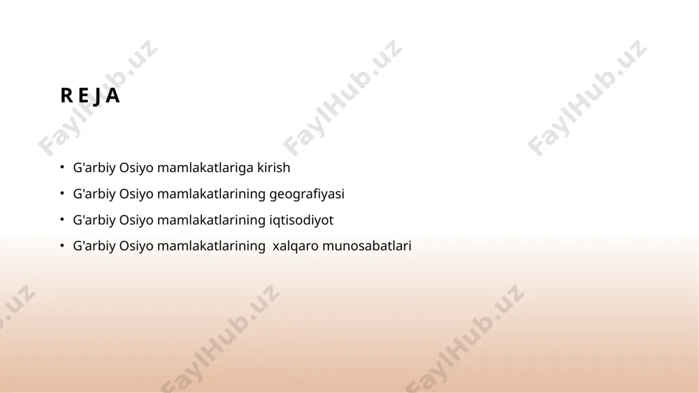, turizm, moliya va infratuzilma kabi sohalarga sarmoya kiritishdan foydalangan.bu chet el investitsiyalari, ish o'rinlari tashkil etish va turmush darajasini yaxshilashga olib keldi.janubi-g'arbiy osiyo mamlakatlari iqtisodiy o'sishini qo'llab-quvvatlash uchun infratuzilmani rivojlantirish loyihalarida katta mablag 'sarflashgan. baa dunyo miqyosidagi aeroportlar, dengiz portlari va transport tarmoqlarini mintaqaviy logistika markazi sifatida joylashgan. osiyo sarmoyasi, janubi-g'arbiy osiyo mamlakatlarining muhimligini anglash, ta'lim va ko'nikmalarni rivojlantirishga ega.ular nufuzli universitetlar va ilmiy markazlar va xalqaro talabalarni jalb qilish va innovatsiyalarni qo'llab-quvvatlashlarini ko'rsatdilar . qatarning ta'lim shahri, taniqli universitetlarning kampuslari ajoyib maskanligi - bu yaqqol misoldir.ta'limga sarmoya kiritish orqali ushbu mamlakatlar turli sohalarda iqtisodiy o'sishni boshqarishga qodir va yuqori malakali ishchi kuchini yaratishni maqsad qilishdi. 5 g'arbiy osiyo mamlakatlarining xaqaro musnosabatlardagi o'rni g'arbiy osiyo mamlakatlari qo'shni mintaqalar va global kuchlar bilan tashqi aloqalarga ega.ular hamkorlikni rivojlantirish va mintaqaviy muammolarni hal qilish uchun diplomatik, iqtisodiy va madaniy almashinuv bilan shug'ullanadilar.masalan, eron rossiya va xitoy bilan strategik sherikliklarni qo'llab-quvvatlaydi, saudiya …