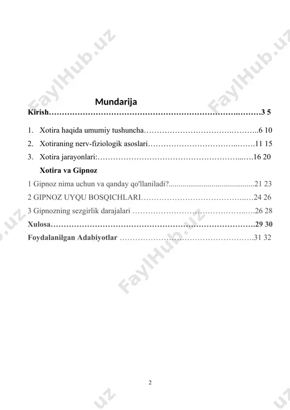 n tushib qolishi uni esdan chiqarib quyishga olib keladi. hozirgi kunda xotira mexanizmlari haqida juda ko`plab nazariyalar mavjud. ularning barchasini bir necha guruhlarga birlashtirish mumkin. xotira biz ilgari idrok qilgan, boshdan kechirgan va bajargan ishlarimizni yodda saqlash, keyinchalik ularni eslash yoki xotirlash jarayonidir. biz har kuni yangi narsalarni bilamiz, kun sayin bilimlarimiz boyib boradi. xotira faoliyatida shaxsning g’oyaviy yo’nalishi katta o’rin egallaydi. bu yo’nalish uning faoliyatini hayot sharoiti ta’sirida shakllantiradi. kishi o’zining shu faoliyati uchun muhim bo’lgan voqyea hodisalarni yaxshi eslab qoladi. aksincha, kishi uchun ham ahamiyatga ega bo’lgan narsalar yomon esda qoldiriladi va tezda unutib yuboriladi. shu o’rinda xotira borasidagi ta’riflarga qaytsak, ularni ko’pgina adabiyotlarda xotira tushunchasiga nisbatan «indvidning o’z tajribasida esda olib qolishi esda saqlashi va keyinchalik uni yana esga tushirishi xotira deb ataladi». lekin mazkur ta’riflarni tahlil qilgan professor e.o’oziyev tomonidan quyidagicha ta’rif beriladi. «xotira atrof-muhitdagi voqyelik (narsa)ni bevosita va bilvosita, ixtiyoriy va ixtiyorsiz ravishda, passiv va …