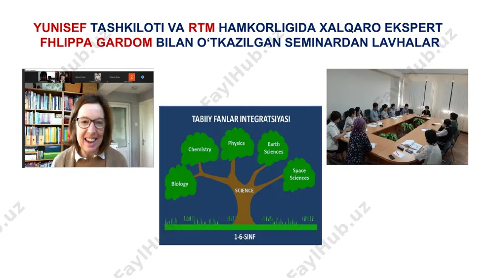 lam (3 soat) men izlanuvchiman! tabiatni qanday o‘rganamiz? tabiatni o‘rganishda sezgi a’zolarining ahamiyati. amaliy mashg‘ulot: jonli va jonsiz tabiatni o‘rganamiz. jonli va jonsiz tabiatga nimalar kiradi? tirik organizmlar, jonsiz jismlarni farqlash. tirik organizmlar. o‘simlik, hayvon va odamlar tirik organizmlar. o‘simlik va hayvonlarni farqlash. i bob. tabiat (4 soat) men izlanuvchiman. tajriba qanday o‘tkaziladi? amaliy mashg‘ulot: rangli eritma tayyorlab, oq gulning bo‘yalishini kuzatish. tirik organizmlar va jonsiz tabiat. tirik organizmlarga xos xususiyatlar. tirik organizmlar va jonsiz tabiatning o‘zaro munosabati. bob yuzasidan mantiqiy fikrlashga yo‘naltirilgan topshiriqlar. milliy o‘quv dasturi 1-sinf 2-sinf vi bob. yashash joyi ( 3 soat) o‘rmon. o‘rmon tabiati, ulardagi o‘simlik va hayvonlar. cho‘l tabiati. cho‘l iqlimi, tuproqlari, o‘simliklari va hayvonlari. suv havzasi. okean suvlarining harakati, o‘simlik va hayvonlardagi moslanishlar. v bob. yashash joyi (7 soat) cho‘l. cho‘l iqlimi, tuproqlari, o‘simliklari va hayvonlari. o‘rmon. o‘rmonlar iqlimi va undagi tirik organizmlar. tog‘lar. tog‘lar tabiati, iqlimi, o‘simliklari va hayvonlari. suvdagi hayot. suv …