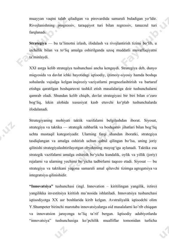 giya, boshqarish va mehnatni tashkil etish kabi sohalardagi yangiliklar, shuningdek, ularning turli sohalar va faoliyat doiralarida qoʻllash. 2. o`zbekistonda xavfsizlik, millatlararo totuvlik va diniy bag`rikenglikni ta`minlash yo`lidagi islohotlar. har qanday mamlakatda jamiyat xavfsizligi va mamlakat barqarorligini ta’minlashda eng avvalo, millatlararo totuvlik va diniy bag‘rikenglikni ta’minlash muhim ahamiyat kasb etadi. xususan, mazkur holatlar yurtimizda o‘ziga xos yondashuvni taqoza etadi. ayniqsa, ko‘p millatli mamlakatimizda tinchlik, xotirjamlik va barqarorlikni ta’minlanishi o‘z navbatida osuda hayotni hukm surishiga zamin yaratadi. millatlararo totuvlik va diniy bag‘rikenglik milliy mafkuramizning asosiy g‘oyalaridan biri hisoblanadi. o‘tmishdan ma’lumki, yurtimizda azaldan zardushtiylik, buddaviylik, nasroniylik, moniylik hamda islom dini vakillari o‘zaro inoq va tinch – totuvlikda istiqomat qilishgan. xususan, yurtimizdagi madaniyat markazlari hisoblangan ko‘plab shaharlarda masjid, cherkov, sinagoglar faoliyat ko‘rsatgan. o‘z navbatida, ushbu muqaddas maskanlarda turli dinga mansub millat va elatlar o‘zlarining diniy marosimlarini emin-erkin ado etishi milliy xavfsizlikni ta’minlashga zamin yaratadi. o‘zbekiston respublikasi o‘zining davlat mustaqilligini e’lon qilgach, millatlararo totuvlik, diniy …