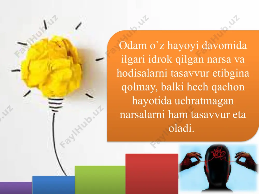 yoqtirishlarining asosiy sabablari: kattalarning fikrlarini eshitish natijasida bolalarda ular hali ko'rmagan narsalar to'g'risida obrazlar paydo bo'ladi. kichik yoshdagi bolalar xayolining o'sishi uchun tarbiyachining olib boradigan mashg'ulotlari, turli o'yinlarini tasavvur etishlari katta ahamiyatga ega. xayol faoliyati kuchli bo'lsa uning mazmuni kengroq idrok qilinadi. xayolning asosiy xususiyatlari quyidagilardan iborat: xayol jarayonining xususiyatlaridan biri shundan iboratki, xayol odamning ehtiyojlari, qiziqishlari va o'z oldiga qo'ygan vazifalari bilan bog'liq holda yuzaga keladi. xayol jarayonining o'ziga xos xususiyatlaridan yana biri shundaki, xayol xamisha boy tajriba hamda bilimlarga asoslanadi. xayol jarayonining o'ziga xos xususiyatlaridan navbatdagisi xotira tasavvurlarini analiz va sintez qismidan iboratdir. xayolning o'ziga xos xususiyatlaridan yana biri shundaki, agar idrok obrazlari ayni hozirgi paytdagi narsalar bilan bog'liq bo'lsa, xotira obrazlari o'tgan zamondagi narsalarning obrazlarini tiklash bilan bog'liq bo'lsa, xayoliy yo'l bilan yaratilgan obrazlar esa hozirgi va o'tgan zamongagina emas, balki kelajak zamonga, odam kelajakda nima ishlar qilishini xayolan tasavvur qilib ko'rish bilan bog'liq bo'lishi mumkin. xayol …