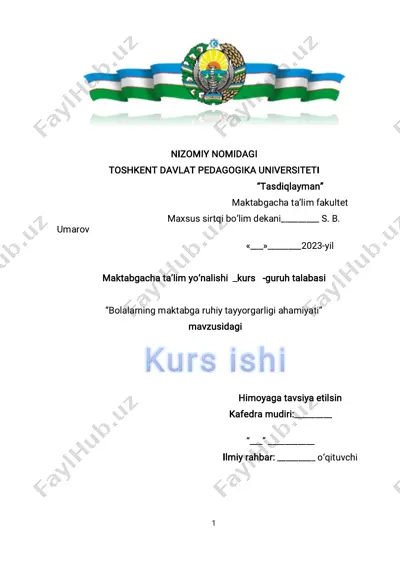 bolalarning maktabga ruhiy tayyorgarligi ahamiyati — PDF