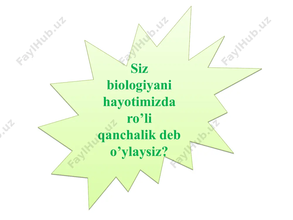 oblanadi. shu bilan birga fanning rivojlanish tarixi, uning boyishiga sababchi bo‘lgan kashfiyotlarni bilish ham muhim sanaladi. biologiya o‘qitish metodikasi pedagogik fanlar tarkibiga kiradi. shu sababli uning oldida turgan maqsad va vazifalar ham umumpedagogik maqsad va vazifalardan kelib chiqadi. biologiya o‘qitish metodikasi barcha o‘quv fanlarga taluqli bo‘lgan pedagogik qoidalarni, biologik o‘quv materialiga tadbiq etishga yo‘nalgan. shu bilan bir qatorda biologiya o‘qitish metodikasi tabiiy, ilmiy, biologik, psihologik, pedagogik bilimlarni o‘zida mujassamlashtiradi. biologiya o‘qitish metodikasi biologiya o‘quv fanining o‘qitish maqsadini, mazmunini, biologik bilimlarning tanlash prinsipini belgilab beradi. biologiya o‘qitishning hozirgi davrda samarali bo‘lishi o‘quvchilarning o‘quv, mehnat va jamoat faoliyatlarida qatnashishi uchun zarur bo‘lgan biologik bilimlar, ko‘nikmalar, malakalarni egallaganliklari bilan belgilanadi. ular esa o‘z navbatida o‘quvchilarning tarbiyalanganlik natijasida, dunyoqarashi, e’tiqodi, tabiat, jamiyat va shaxsga bo‘lgan munosabatida namoyon bo‘ladi. o‘quvchilarning rivojlanish darajasi, qobiliyati, jismoniy va aqliy jihatdan takomillashtirishga bo‘lgan extiyoji bilan ifodalanadi. biologiya o‘qitishning maqsadi yuqorida qayd qilingan omillardan kelib chiqadi. biologiya o‘qitishning maksadlarini bilish …