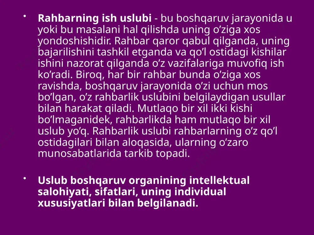 qilib, imo-ishoralar bilan gapiradigan kishilardir. sangviniklar ish jarayonida kechgan ko’ngilsiz hodisalarni tezda unutadilar. ular o’z kuchi hamda qobiliyatlariga ortiqcha baho berish xususiyatiga ega bo’ladilar. rahbarlar sangviniklarning ishini salbiy baholashdan ko’ra ularga nisbatan qattiqqo’l va talabchan bo’lsalar, ijobiy natijaga erishishlari mumkin. sangviniklar yuqori lavozimga intiladigan kishilar bo’ladi. agar kishida shilliq hukmron o’rin tutsa, unday kishilar og’ir, tepsa tebranmas, kayfiyatlari va intilishlari ancha barqaror, voqealar va hayot taassurotlariga loqayd qaraydigan bo’ladilar. bunday xil kishilar flegmatiklar deb atalgan. qadimgi shilliqni "flegma" deyishgan. flegmatiklar: ta'sirchanligi sust bo’ladi; bir turdagi ishdan ikkinchi turdagi ishga sekinlik bilan ko’chadilar; faolliklari kam; yangi sharoitga qiyinchilik bilan moslashadilar; harakatlari va nutqlari sust; ko’ngilsiz hodisa yuz berganda osoyishtaliklarini buzmaydilar; sabr-toqatli, chidamli bo’lib, so’zlaganda xotirjam, o’zga shaxslar bilan hayajonlanmay gaplashadilar. flegmatiklar chidamliligi, matonati, o’zini tuta bilishi bilan ajralib turadi. gippokratning fikricha, agar kishida za'faron safro ustun tursa, bunday kishi tezkor, qat'iy, harakatchan bo’ladi. bu toifa kishilarni gippokrat xoleriklar (qoni qiziq kishilar) …