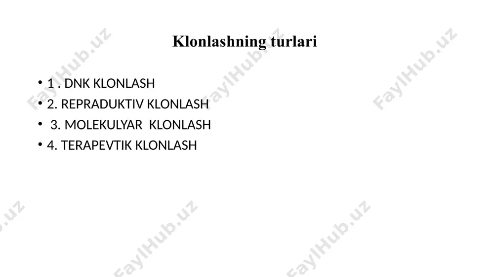 rlarga eko davolash usuli taklif etilib kelinadi, buning natijasida minglab turmush qurgan juftliklar farzand ko’rish bahtiga sazovor bo’ldilar. ushbu usul bilan davolanishni rejalashtirayotgan bo’lsangiz, turkiyadagi turli klinikalarda sizga yuqori sifatli turli eko usullari taklif etiladi. o‘zbekiston farmatsevtika sanoatida biotexnologik dori vositalarini ishlab chiqarishga alohida e’tibor qaratilmoqda. prezident tomonidan ilgari surilgan tashabbuslar asosida, onkologik, gormonal, qon preparatlari va vaksinalar kabi innovatsion biotexnologik dori vositalarini ishlab chiqarishni yo‘lga qo‘yish bo‘yicha ko‘rsatmalar berilgan. bunda, dorivor o‘simliklarni chuqur qayta ishlash orqali eksportni 15 million dollarga yetkazish va 5 mingdan ortiq aholini ish bilan ta’minlash mumkinligi ta’kidlangan . klonlash orqali olingan dori vositalarining afzalliklari genetik modifikatsiya orqali ma’lum bir molekula yoki oqsil ishlab chiqarilishi mumkin, bu esa dori vositasining aniq va samarali ta’sirini ta’minlaydi.keng miqyosda ishlab chiqarish imkoniyati: biotexnologik usullar yordamida dori vositalarini keng miqyosda ishlab chiqarish mumkin, bu esa ularning narxini pasaytirishga yordam beradi.pharmaclick+9забардор+9газета.uz+9innovatsion davolash usullari: klonlash orqali ishlab chiqarilgan dori vositalari yangi va …