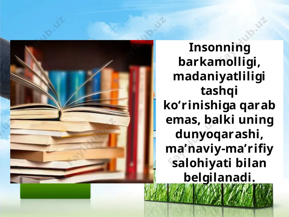 igi masalasi odamning ruhiy olamiga chambarchas bog‘liq holda ko‘rsatilgani ko‘p narsani anglatadi. insonning ma’naviy dunyosini shakllantirishda atrof-muhit qadim zamonlardan buyon qanday kuchli ta’sir o‘tkazib kelganligi yana bir bor e’tiborimizni tortadi. orolning ekologik halokatini dunyo miqyosidagi fojia deb atash mumkin. bu fojiani mamlakatimiz va qardosh davlatlar yakka holda bartaraf eta olmaydi. savol va topshiriqlar: 1. inson ma’naviyatini shakllantirishga ekologiyaning qanday aloqasi bor? 2. «ekologik madaniyat» tushunchasiga ta’rif bering. 3. «ekologiya himoyasi — insoniyat himoyasi», degan fikrni izohlang. 4. quyidagi rasmlarga qarang. ekologiya himoyachisi qanday fazilatlarga ega bo‘lishi kerak?