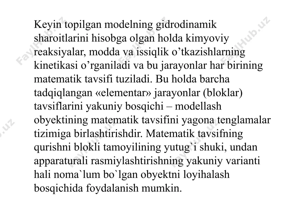 stаsiоnаr mоdеllаri hаqidа bоrmоqdа birinchi hоldа quidаgigа egаmiz (a+b p) (1) t=0 dа, ikkinchi hоldа esа (2) x=0 gа tеng bo’lgаndа, bundа s-rеаktоrning ko’ndаlаng kеsimi; - hаjmiy sаrf; - muvоfiq а vа b mоddаlаrning bоshlаng’ich vа kirish kоnsеntrаsiyalаri. image1.jpeg image2.jpeg image3.png image4.png image5.png image6.png image7.png image8.png image9.png image10.png /docprops/thumbnail.jpeg