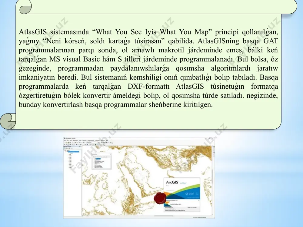 o'rnashgan bolıp, qaptal bag'irlarda yarım jertóle formasındaǵı turar orınlardan shólkemlesken. juwmaq qızig'i sonda, áyyemgi máwsimiy qo'nalg'a orınlarınıń barlıǵı búgingi kúnde de máwsimiy qoyshılardıń turar jayları (shatır -otaw, jeńil qurılmalı úyler, qo'ralar hám b.) tárepinen iyelengen. bul jaǵday ekspediciya aǵzaları tárepinen islep shıǵılǵan atız-qıdırıw metodikasınıń hám kóshpelinchi sharbadorlar “dástúriy ekologiyasi”ning, yaǵnıy qo'nalg'a orınlarınıń maksimal dárejede qolay hám ratsional bolıwı principlerıge tiykarlanǵanı tuwrı tushunilganini kórsetedi. molguzar tawlarında hár qanday áyyemgi kóshpelinchi sharbador qo'nalg'asi ornında búgingi kúnde de qoyshılar turar jayı bar ekenligi hám qoyshılardıń hár qanday turar jayı ornında áyyemgi kóshpelinchi sharbadorlar qo'nalg'asining bar ekenligi anıqlandi. bul bolsa kóshpelinchi sharbadorlarning tábiyiy landshaft tańlawlarında dástúriylik bar ekenin kórsetedi. paydalanılǵan ádebiyatlar авдусин д.а. археологические разведки и раскопки. м., 1959. археология и современность. м., 1963. блаватский в.д. античная полевая археология. м., 1967. мартынов а.и., шер я.а. методы археологического исследования. м., 1989. усманова з.и. методические указания полевых исследований для студентов-археологов. т., 1988. методика полевых археологических исследований. …