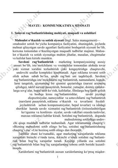 kommunikatsiya siyosati — DOCX