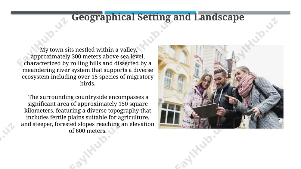 [country name], [town name] boasts a population density of approximately 2,500 people per square kilometer, a significantly higher concentration than the national average, resulting in a vibrant and bustling community atmosphere. infrastructure and modern amenities our town boasts a 95% broadband penetration rate, ensuring reliable high-speed internet access for residents and businesses, crucial for modern communication and e-commerce. the recent expansion of our public transportation system includes 3 new electric bus routes, reducing carbon emissions by an estimated 15% and improving commute times for over 5,000 citizens. thank you for your attention @taqdimot_robot image1.jpg image2.jpg image3.jpg image4.jpg image5.jpg image6.jpg image7.jpg image8.jpg image9.jpg