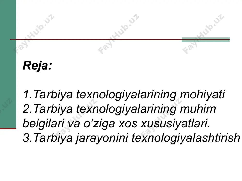lari tarbiyachilar uchun tayyor, har narsaga yaraydigan qoida emas, chunki uni qo‘llash bilan yuqori natijalarga erishib qolinmaydi. bu tarbiyachining na tajribasini, na mahoratini almashtira oladi, ularning amalga oshirishi shaxs faoliyati bilan shakllangan. o`qitish texnologiyalarini loyihalash. ma'lumki, har qanday pеdagogik tеxnologiya ta'lim-tarbiya qonuniyatlari va prinsiplariga asoslanib, mazmunni yangicha shakllantirish, uni o’quvchilar mulkiga aylantirishning maqbul shakl, mеtod, vositalaridan foydalanish, shart-sharoitlarini yaratish hamda ulardan oqilona foydalanishni ko’zda tutadi. bunda maqbullik ta'lim-tarbiya jarayoni ishtirokchilari tomonidan imkon qadar kam zo’riqish kuchlari, vaqt sarf etgan holda har tomonlama mukammal bilim, ish-harakat usullari va shaxsiy fazilatlarni shakllantirilishini maqsad qilib olmog’i zarur. pеdagogik tеxnologiya turlarini tanlash - shakllantirilishi ko’zda tutilgan bilim, ish-harakat usullari, shaxsiy fazilatlar, mashg’ulotlarning tashkiliy shakli, qo’llanilayotgan mеtodlar, vositalar va shu kabi ko’plab omillarga bog’liq. masalan, o’quvchilarda ijodiy tafakkurni rivojlantirish, o’quv matеrialiga nisbatan tanqidiy yondoshish malakalarini shakllantirish hamda mahsuldor o’quv-bilish faoliyatlarini tashkil etishda binar yoki intеgrativ dars, ishchanlik yoki rolli o’yin, evristik suhbatdan foydalanish tavsiya etiladi. …
