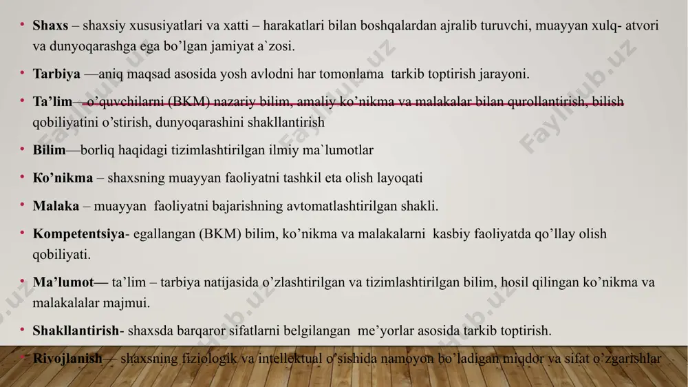 qurish, ta’lim-tarbiya jarayonlarini tashkil etish va ularning moddiy-texnika va zamonaviy texnologiyalar bilan jihozlash kabi masalalarning iqtisodiy jihatlarini anglashga xizmat qiladi. 3. sotsiologiya— ijtimoiy munosabatlar mazmuni, ularni tashkil etish shartlari xususida ma`lumotlarga ega bo’lish asosida ta’lim-tarbiya jarayoni ishtirokchilarining o’zaro munosabatlarini samarali tashkil etish uchun imkoniyat yaratadi. 4. etika – shaxs ma`naviyatini shakllantirish, unda eng oliy insoniy sifatlar, axloqiy ong va ma`naviy-axloqiy madaniyatni tarbiyalashda muhim o’rin tutuvchi nazariy g`oyalarni pedagogik jarayonga tatbiq etishda alohida o’rin tutadi. 5. estetika— shaxs tomonidan go’zallikning his etilishi, unga intilishi, shuningdek, unda estetik didni tarbiyalashda muhim yo’nalishlarni aniqlashga xizmat qiladi. 6. fiziologiya— o’quv-tarbiya jarayonida bolalarning fiziologik, anatomik xususiyatlarining inobatga olinishi uchun boshlang`ich asoslarni beradi. 7. gigiyena— o’quvchilarning salomatligini muhofazalash, ularni jinsiy jihatdan to’g`ri shakllantirishda nazariy va amaliy g`oyalari bilan yordam beradi. 8. psixologiya— shaxsda ma`naviy-axloqiy, ruhiy-intellektual, hissiy- irodaviy sifatlarni tarkib to’tirish uchun zamin yaratadi. 9. tarix— pedagogika fani taraqqiyoti, ta’lim-tarbiya jarayonlarining dinamik, dialektik xususiyatlarini inobatga olish, shuningdek, …