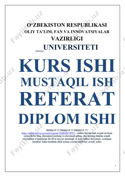 python dasturlash tili bilan ishlash bo‘yicha kurs ishi — DOCX