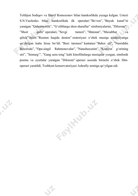 rvatoriyasida, toshkent oliy musiqa maktabining kursida hamda moskvada tashkil etilgan bastakorlar kursida ta’lim oladi. u dutor cholishni mirza qosimdan o‘rganadi. o‘zbekiston radiokometeti qoshidagi xalq cholg‘u ansambilini tashkil qiladi va o‘zi bu ansamblga rahbarlik qiladi. yangiyo‘l teatrida va o‘zbekiston teleradiosining ”maqom” ansambli rahbari lavozimida ishlaydi va bir qancha maqomlarni ansamblda o’rgatadi. uning dasturidan maqomning ba’zi parchalari o‘rin olgan. masalan: ”griya”, ”ushshoq”, ”ko‘cha bog‘i”, ”eshvoy”, ”kurd”, ”qalandariy” va hokozo. bir qancha qadimiy o‘zbek xalq kuy va ashulalarini qayta ishlab tiklagan. jumladan: ”subhidam”, ”yolg‘iz”, ”sayqal”, ”fig‘on”, ”oraz”, ”begi sulton” va boshqalar. ijrochilik faoliyatini bastakorlik bilan birgalikda olib brogan yu.rajabiy o‘zbek musiqa dramasining shakllanishida ham muhim hissa qo‘shadi. dastlab ”farxod va shirin”, ”layli va majnun”, ”rustam”, ”avaz”, ”hosilxon” kabi spektakllarga xalq ashulalari asosida kuylar bastalagan, keyinchalik b.nadijdin bilan hamkorlikda ”qasos”, n.mironov bilan ”qo‘chqor to‘rayev”, g.mushel bilan ”muqanna”, o.halimov bilan ”nodira”, b.zeydman bilan ”o‘g‘il uylantirish”, sayfi jalil bilan birgalkda ”navoiy astrabodda” singari musiqali dramalarini yaratgan. …