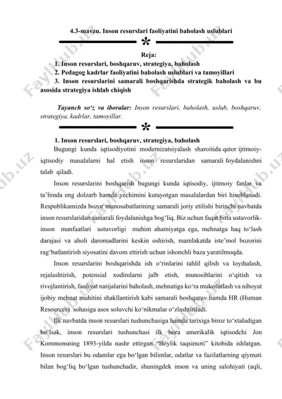 inson resurslari faoliyatini baholash uslublari — DOCX
