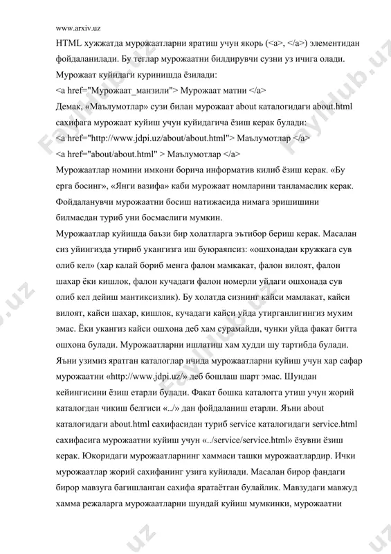 ун керакли сервер номини билаш кифоя: microsoft компаниясининг ftp сайти zip ланган программа иккинчи мисолда куриниб турибдики, керакли программани биратула скачать килиб олиш мумкин. бунда браузер олинаётган программани каттик дискка хакикатан хам саклаш керак ёки керакмаслигини фойдаланувчидан сурайди. gopher. gopher матнлар ёрдамида иерархик куринишдаги маълумотларни браузерда ифодалашдир. хозирги кунда gopher сайтлари жуда хам кам микдорда ишлатилади. уларга булган мурожаатларни куйиш: конгресс кутубхонаси usenet. usenet янгиликлар группаси – интернет конференциялар группасидир. унинг номи янгиликлар булгани билан бу группанинг асоси хар бир катнашувчи иштирок этиши мумкин булган савол-жавоблар, дискуссиялардан иборатдир. бу группага сизнинг сайтингизда кандайдир муаммо мухокама килиниши керак булганда мурожаат килиш мумкин. ёки фойдаланувчилар томонидан сизга шунака куп саволлар бериладики, сизнинг уларга жавоб беришга имкониятингиз йук, шунда бу группага мурожаат килишингиз мумкин, каердадир сизга ёрдам берадиган инсон топилади: starrek га багишланган usenet конференцияси telnet. telnet серверига мурожаат – дастурий таъминот билан таъминланган узокдаги компьютерда билан алока урнатиш учун мулжалланган мурожаатдир. telnet …