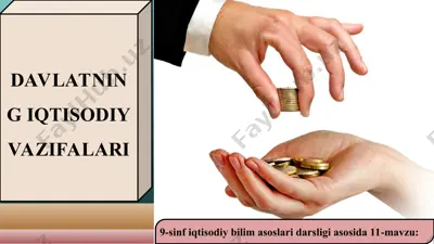 davlatning iqtisodiy vazifalari 9-sinf — PPT