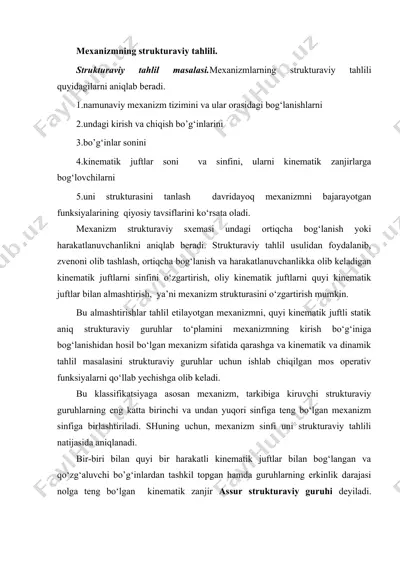 mexanizmning strukturaviy tahlili — DOC