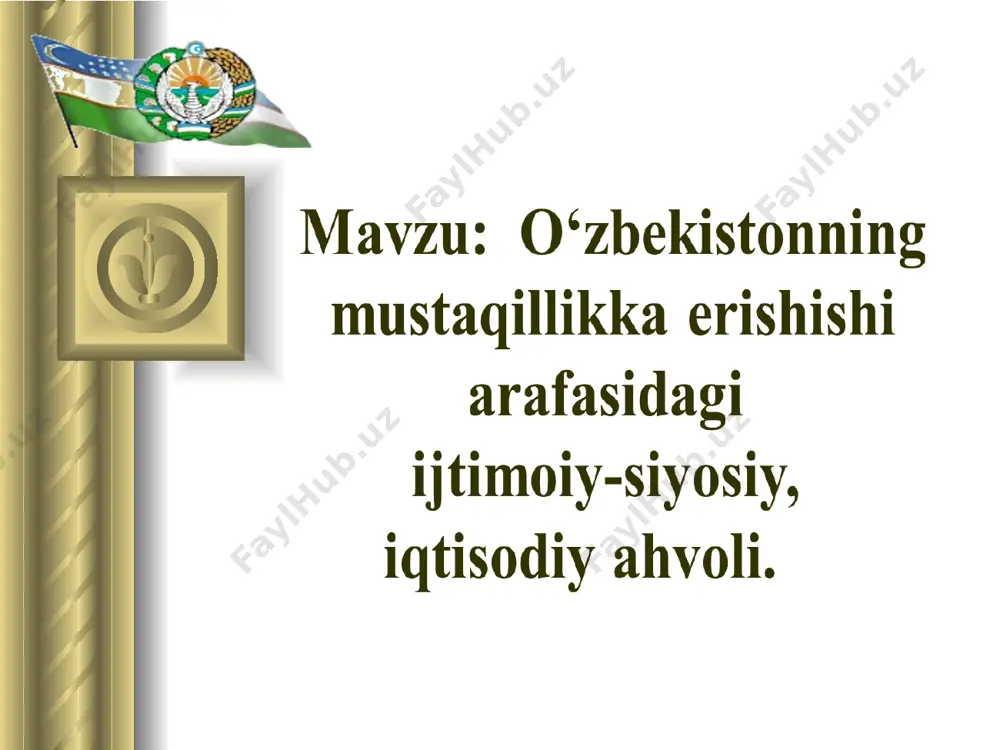 g xulosalariga ko‘ra fosfor o‘g‘iti bilan birgalikda tuproqqa ftor, uran, toriy, og‘ir metall tuzlar ham o‘tar ekan. ekologiya buzilishining to‘rtinchi sababi, bu respublika hayvonot va o‘simlik olamining o‘zgarishi bo‘ldi. o‘zbekistonda yovvoyi hayvonlarning – 99, parrandalarning – 410, baliqlarning – 79 turi mavjud. 1990-yilga kelib 32 hayvon, 31 parranda, 5 baliq turi respublika «qizil kitobi»ga kiritilgan. «qizil kitob»ga kiritilgan o‘simliklarning soni esa 163 taga yetdi. xx asr 80-yillarining o‘rtalarida sssrning parchalanishi real ob’yektiv haqiqatga aylanib qolgan. natijada sovеt hukumati bu holatni oldini olish maqsadida navbatdagi siyosiy yo‘lni – qayta qurish siyosatini ilgari surdi. «qayta qurish» – xx asrning 80 – yillari o‘rtalarida keng iste’molga kirgan tushuncha. qayta qurish - moskvada kpss markaziy komitetining 1985-yil 23 aprelda bo‘lib o‘tgan plenumi va unda kpss mk bosh kotibi mixail sergeevich gorbachev «kpssning navbatdagi xxvii s’ezdini chaqirish, unga tayyorgarlik ko‘rish va o‘tkazish bilan bog‘liq vazifalar to‘g‘risida» ma’ruza bilan bevosita bog‘liqdir. bu siyosat sssrda totalitar tizimni …