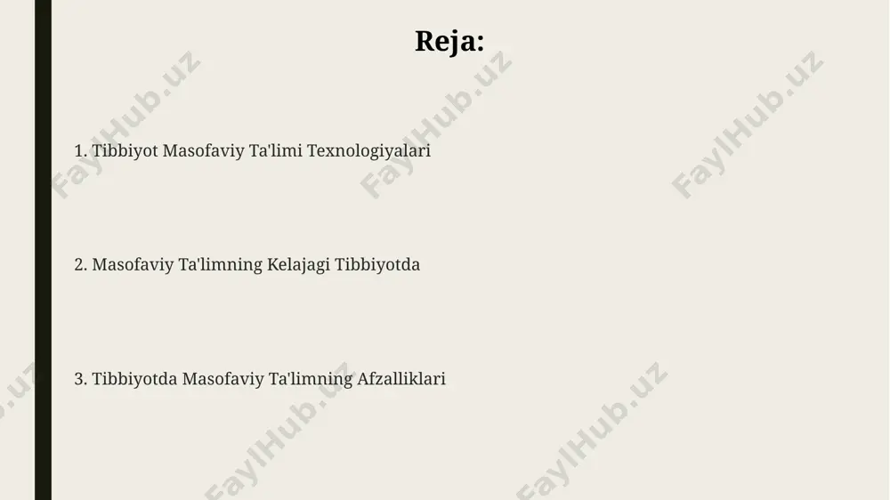 tformalari onlayn kurslarning o'rtacha davomiyligi 6-8 hafta bo'lib, ularning 95%i sertifikat yoki akkreditatsiya bilan ta'minlanadi. onlayn tibbiyot ta'limi platformalarining 70% dan ortig'i interaktiv o'quv materiallari, jumladan, 3d modellashtirish va virtual dissektsiya imkoniyatlarini taklif etadi. ba'zi platformalar 1000 dan ortiq tibbiyot mutaxassislarini birlashtiruvchi onlayn hamjamiyatlar va forumlarni taqdim etib, muloqot va tajriba almashish imkoniyatini beradi. axborot xavfsizligi va maxfiyligi tibbiy masofaviy taʼlimda bemor maʼlumotlarini himoya qilish uchun kamida 256 bitli aes shifrlash algoritmlaridan foydalanish tavsiya etiladi. bu kiberhujumlardan himoya qilish darajasini oshiradi. sogʻliqni saqlash maʼlumotlarini himoya qilish boʻyicha hipaa kabi qonun hujjatlari talablariga javob beradigan e-learning platformalarini tanlash muhimdir. bu maʼlumotlarning oshkor boʻlishining oldini oladi. masofaviy taʼlimda ishlatilayotgan onlayn platformalarning %90 dan ortigʻi maʼlumotlar bazasini muntazam ravishda zaxiralash va tiklash tizimlariga ega boʻlishi kerak, bu maʼlumotlar yoʻqolishi xavfini kamaytiradi. texnologiyaning rivojlanishi va uning ta'siri onlayn ta'lim platformalarining soni 2010 yildan buyon 10 baravar oshdi, bu esa masofadan turib tibbiyot ta'limining kengayishiga …