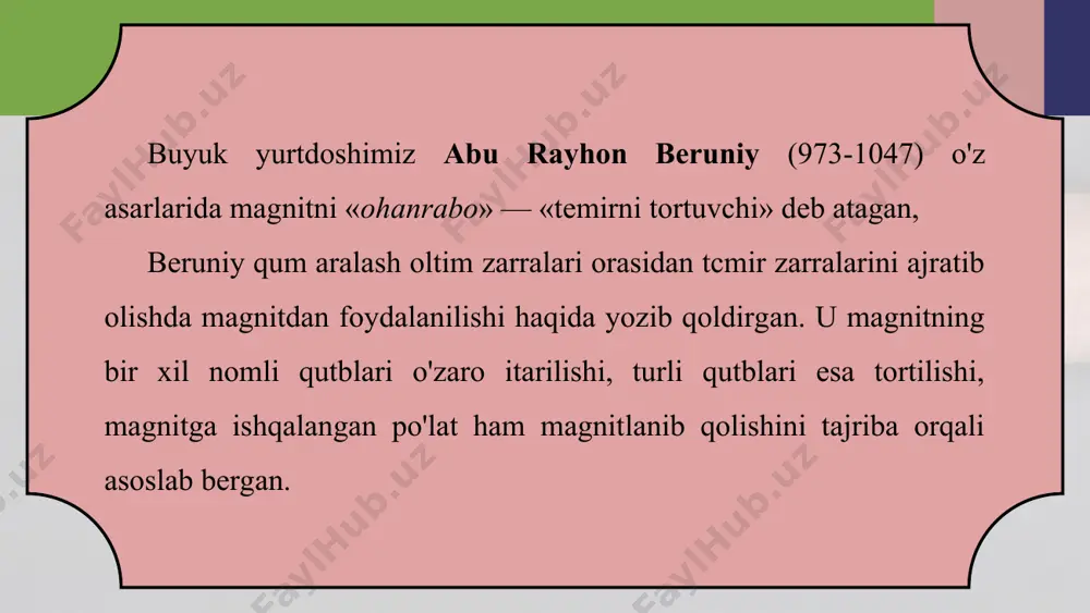 magnit maydon. doimiy magnit va uning qutblari 8 - sinf - Page 5