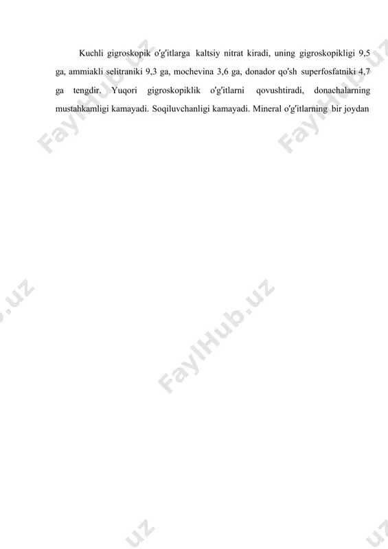 agi nitratlarning fermentlar yordamida qaytarilishi uglevodlarning oksidlanishi natijasida ro’y beradi va quyidagi sxemada boradi. bu jarayon 4 bosqichda amalga oshiriladi. 1-bosqichda nitratlar nitrotreduktaza fermenti taosirida nitratlargacha qaytariladi. 2-bosqichda nitritreduktaza fermenti taosirida nitritlar giponitritgacha qaytariladi. 3-bosqichda giponitrireduktaza fermenti taosirida gidroksilamin hosil bo’ladi. 4-bosqichda gidroksilamin reduktaza fermenti taosirida ammiakkacha qaytariladi. nitratlarning ammiakgacha qaytarilishi jarayonida molibden, mis, temir va marganets ishtirok etadi. nitrat shaklidagi azot o’simliklarda azotningchagina to’planishi mumkin. lekin nitratlarning sabzavotlarda, yem-xashaklarda va boshqa o’simliklar mahsulotlarida meyoridan ko’p to’planishi ularni istemol qiladigan hayvon va odamlar organizmiga zararli taosir ko’rsatishi mumkin. ammiak yuqori o’simliklarda erkin holda oz miqdorda uchrashi mumkin. lekin uning ko’p miqdorda to’planishi ayniqsa uglevodlar yetishmagan sharoitda o’simliklarni zaxarlashga olib keladi. o’simliklarni azotning yutishi va uning oqsil hamda boshqa azotli organik birikmalarning hosil bo’lishida foydalanish butun o’suv davrida amalga oshiriladi. azotni o’simliklar tomonidan tuproqdan eng ko’p qabul qilinishi va uni aminokislotalar va oqsillar sintezi uchun foydalanishi o’suv organlari poyasi va barglari …