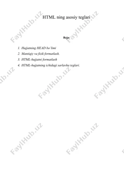 html ning аsоsiy tеglаri — DOC