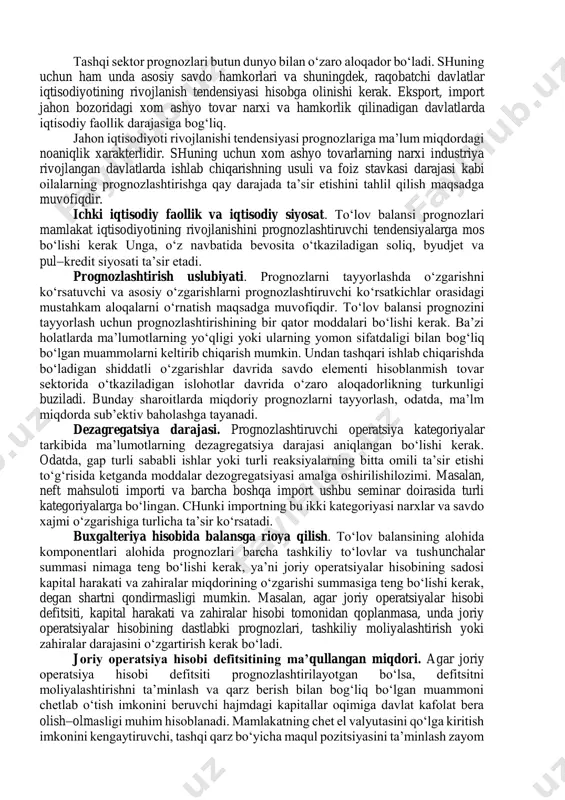 foydalanilganda doim ham egalik huquqining sotuvchidan xaridorga o‘tayotganida (ikkala tomonning ham buxgalteriya kitobida aks etadi) to‘lov balansining o‘tkazish prinsipi operatsiyasini tuzishda joriy manbaga amal qilinmaydi. shuning uchun operatsiya o‘rtasidagi farq ularni kategoriyalarga bo‘lim operatsiyalarini amalga oshirish vaqti tushunchasi, shuningdek, qiymati baholashlarni ifodalovchi tuzatishlarni kiritish kerak bo‘lishi mumkin. valyuta almashuvi to‘g‘risidagi ma’lumotlarda operatsiyalar hisobi uchun tuzatishlar kiritilishi kerakki, bularni amalga oshirishda to‘lov bank tizimi orqali bajarilmaydi. natural ko‘rinishdagi davlat importi, barter bitimlari, bir yoqli transfertlar va chet eldagi moliyaviy aktiv va passivlar hajmining o‘zgarishi yordamida bevosita amalga oshirilgan operatsiyalar valyuta almashuvi to‘g‘risidagi ma’lumotlarga kiritiladigan moddalar qatoriga tegishlidir. bojxona hisoboti ma’lumotini korreksiya misoli tariqasida mamlakatdagi kemalar va dengiz ovchilari ochiq dengizdan tutgan ovini chet elda realizatsiya qilishlarini olish mumkin. turli moddalarni kategoriyalarga bo‘lish bilan bog‘liq tuzatishlar bo‘yicha hamma eksport fob asosida o‘tkazilishi kerak. bunda ma’lum o‘zgartirishlar “transportatsiya” moddasiga kiritilishi lozim. operatsiyani amalga oshirish vaqti bilan bog‘liq bo‘lgan tuzatish tovar oqimi hajmi o‘zgarishida …