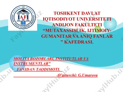 aksiyalar bozori va uning qo‘llanilish xususiyatlari — PPTX