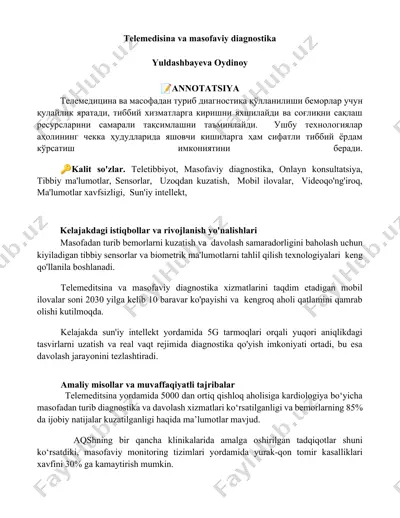 telemedisina va masofaviy diagnostika — DOCX