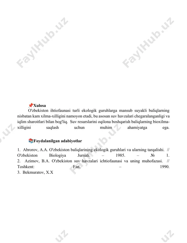 suyakli baliqlarning ekologik guruhlari va o‘zbekiston ixtiofaunasi - Page 5