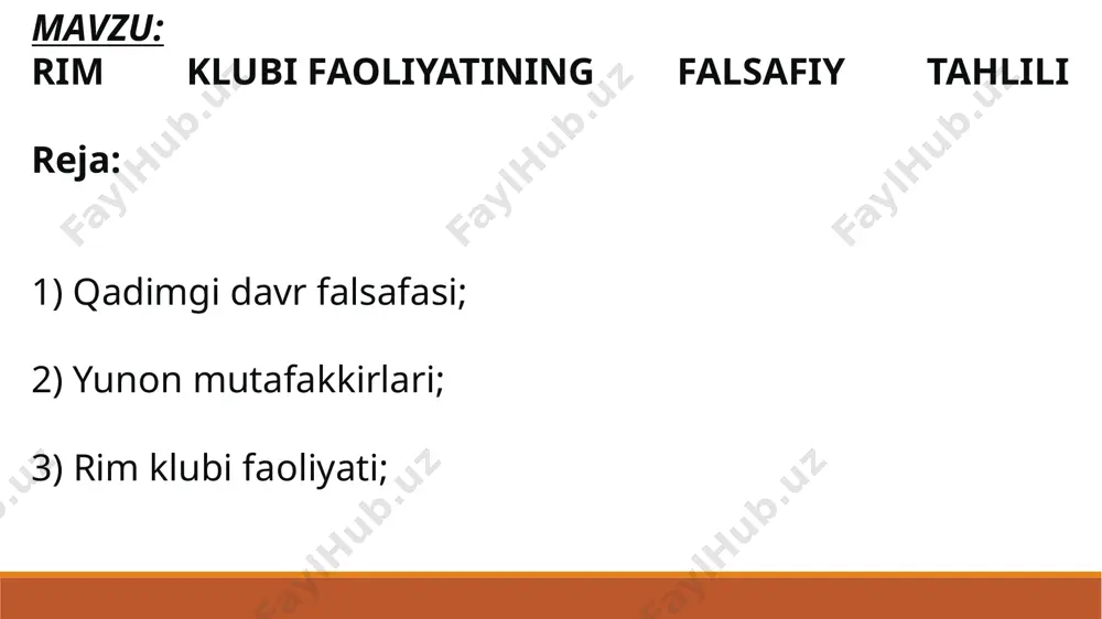 abadiy o`zgarishdir. harakat qarama-qarshilik asosida sodir bo`ladi. «ko`rash hamma narsaning otasi, hamma narsaning podshosidir», degan ekan geraklit. bundan geraklit kishilar o`rtasida urushlarni targ`ib qilgan ekan-da, deya xulosa chiqarish noto`g`ri. geraklitning fikricha, doimiy o`zgarish, harakat va o`zaro qarama-qarshi tomonlarga o`tish — jismlar sifatining nisbiyligi bilan bog`liq. masalan, dengiz suvi inson iste’moli uchun yaroqsiz bo`lsa, baliqlar uchun ayni muddaodir. geraklitning qarashlari falsafiy tafakkur rivojiga katta ta’sir ko`rsatgan. unonistonda tabiatdagi narsa va hodisalarni izohlashda miqdor kategoriyasini ilgari suradi. pifagor zodagonlar oilasiga mansub bo`lgani bois aristokratiyani himoya qilgan. u «tartib» to`g`risidagi ta’limotini yaratib, faqat aristokratlar o`rnatgan tartib ijtimoiy hayotda muxim rol o`ynaydi, degan. uning fikricha, demokratiya bu tartibotning buzilishidir. eley falsafiy maktabi namoyandasi ksenofan (eramizdan avvalgi yi — v asr) shoir va faylasuf bo`lgan. u kichik osiyoda dunyoga kelgan. ilm olish maqsadida yunonistonga, janubiy italiyaga sayoxat qilib, umrining so`ngi yillarini eley shaxrida o`tkazgan. tarixchi diogen laertskiyning yozishicha, ksenofant «tabiat haqida» asarining muallifidir. afsuski, ushbu …